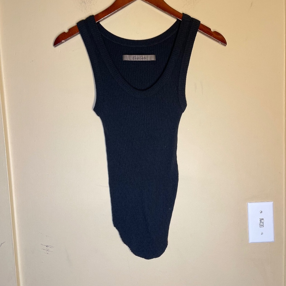 Enza Costa Black Ribbed Tank